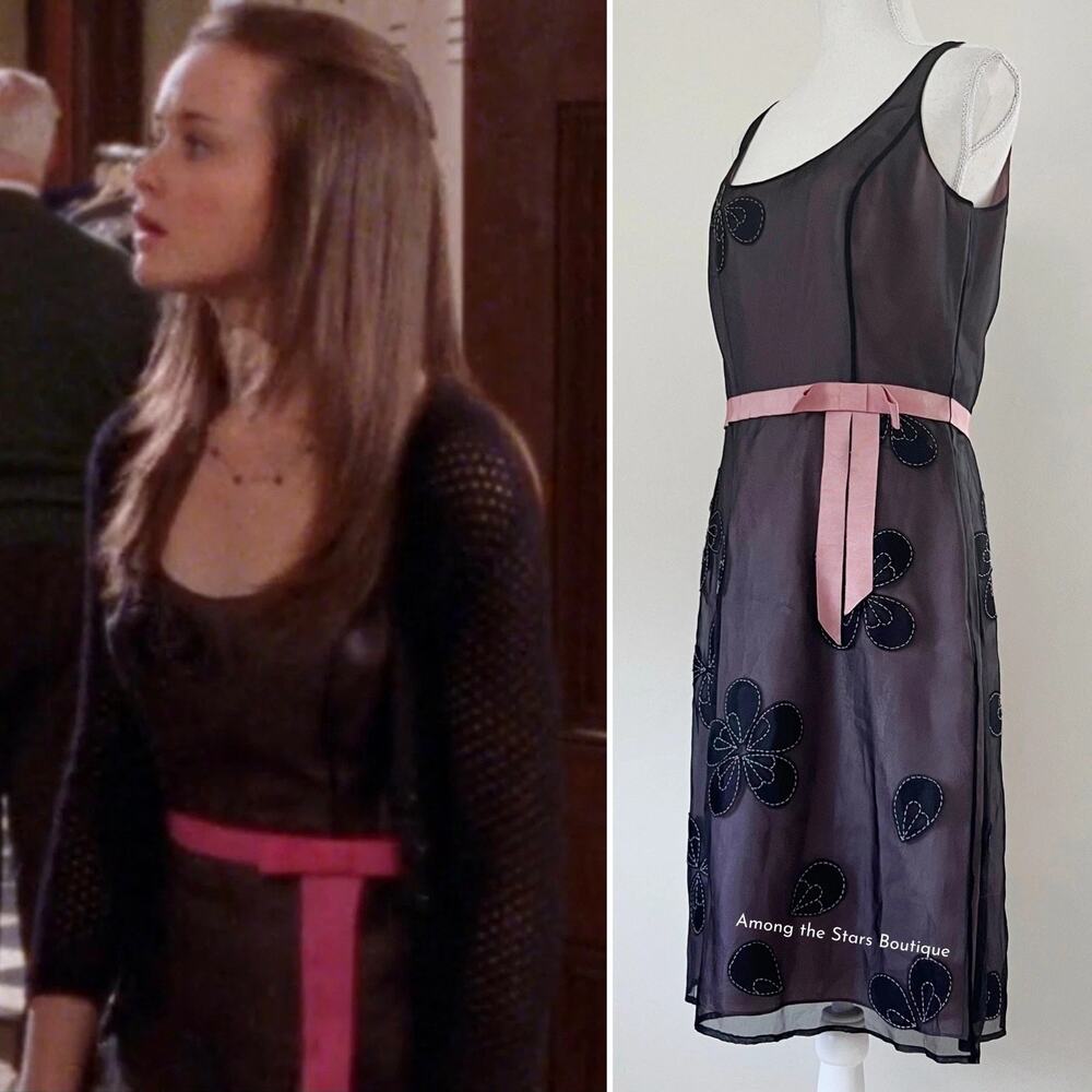 ASO Rory Gilmore Laundry Shelli Segal Pink Floral Dress Size 4 Y2K Gilmore Girls - Picture 2 of 10